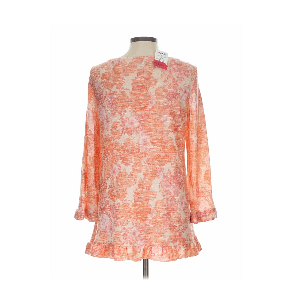 Rose +Olive Womens Orange Floral Long Sleeve Top - Picture 2 of 10